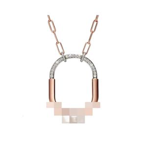 Tiff Necklace Designer Women Top Quality Pendant New T S925 Sterling Silver Paper Clip Chain Oval Pendant With Diamond Zircon Fashion Collar Chain