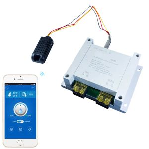 Partihandel 2 Way 30AMP Large Current WiFi Control Smart Switch Temperatur Fuktighet Mätmätare Controller Kit BJ