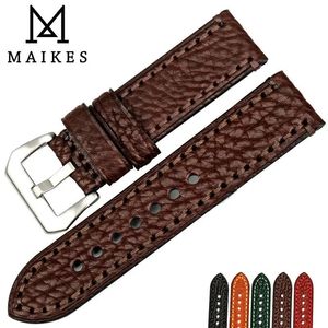 Armband Maikes New Watch Accessories 20 22 24 26mm italienska ko läderklockband Brown Watch Rem för fossil klockband