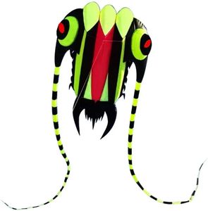 КАЙТ — большой мягкий воздушный змей Easy Flyer для детей — красочный зеленый трилобит — он большой, шириной 30 дюймов, с двумя длинными хвостами по 130 дюймов 240116