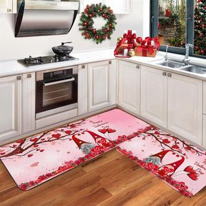 Carpets Heated Fleece Blanket Valentine's Day Kitchen Carpet (2 Pieces) S Washable Cushion Comfortable Set