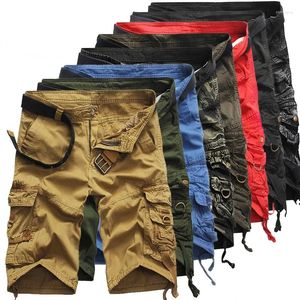 Shorts masculinos 2024 de alta qualidade camuflagem masculina solta cor sólida meados de cintura trabalho rua casual curto