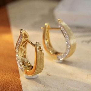 Xiy Pure Gold Jewelry 0.44CT Natural Diamond Hie Hoop Earring
