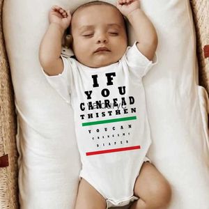 ROMTER, wenn Sie dies lesen können, können Sie meinen windelgedruckten Baby -Bodysuit Lustige Kinderkleidung Kurzarm Jungen Jungen Jungen H240508 wechseln