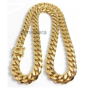 18k Gold Miami Cuban Link Chain Halsband Men Hip Hop Rostfritt stål smycken halsband K5i9