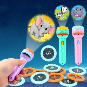 Baby Sleeping Story Book Flashlight Projector Torch Lamp Toy Early Education Toy for Kid Holiday Birthday Xmas Gift Light Up Toys LL