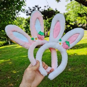 Headbands Children's Plush Love Rabbit Ear Hair Hoop Wash Face Headband Adult Headwear Cartoon Little Rabbit Hair Card Hair Accessories YQ240116