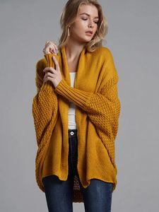 Fitshinling Übergroßen Pullover Strickjacke Weibliche Kleidung Patchwork Batwing Hülse Lange Oberbekleidung Frauen Winter Große Größe Jacke Mantel 240115