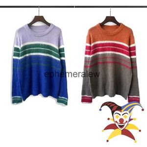 Men's Sweaters Mohair Colored Striped Long Sleeved Knit Sweater Men Women High Quality Crewneck Casual Sweatshirtsephemeralew