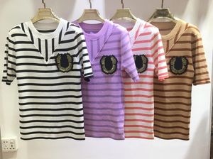 24 Women's T-shirt Knitted Top Heavy Industry Splicing Front T-shirt 4-color 1-15