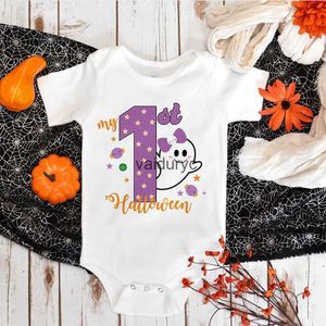 Rompers My First Halloween Print Baby Bodysuit Halloween Party Infant Outfit Clothes Boys Girls Jumpsuit Newborn Short Sleeve Rompers H240508