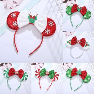 New Banners Streamers Confetti 1pc Christmas Mouse Ears Bow Headband Sparkle Mouse Ears for Women Kids DIY Hair Accessory Headbands for Xmas Birthday Party