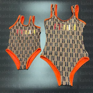 Eltern-Kind-Bademode Designer Baby Kinder Badeanzug Damen Schwimmkleid Mädchen Badeanzug Einteiler FF Bikinis Eltern-Kind-Sets Strand Biki CYD24011301-6