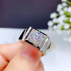 Cluster Rings 925 Sterling Silver 1CT 2CT Luxury Moissanite For Par Engagement Wedding Band Men Ring Anniversary Classic Jewelry