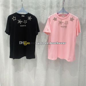 Stylish Loose Shirt Five Pointed Stars Decorate T Shirts Diamond Logo Design Shirts Summer Breathable Short Sleeves