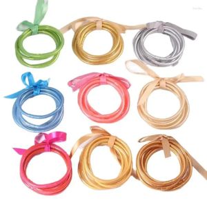 Braccialetti buddisti simbolo fortunato braccialetti di gelatina di silicone braccialetti tibetani del tempio del Buddha 57mm per donne ragazze 5 pz/lotto