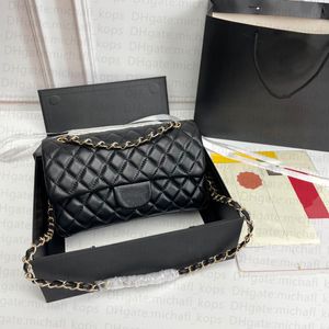 Moda 7A bolsa de ombro feminina de caviar de pele de carneiro com padrão de diamante bolsa de aba de luxo de grande capacidade com caixa e acessórios