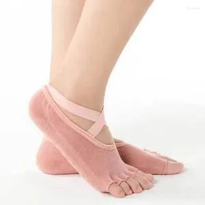 Athletic Socks Women Yoga Non-Slip Chwytanie paski Bandage Bawełniane skarpetę Idealne do Pilates Pure Barre Balet Dance