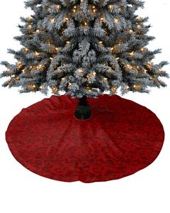 Christmas Decorations Winter Retro Red Pattern Tree Skirt Xmas For Home Supplies Skirts Base Cover