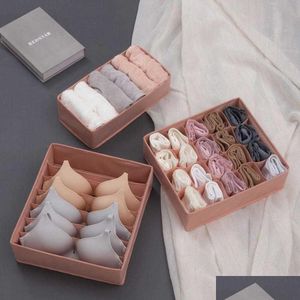 Wholesale 3Pcs/Set Non-Woven Fabric Underwear Organizer Bras Socks Der Foldable Box Wardrobe Clothes Storage Drop Delivery Dhzsa