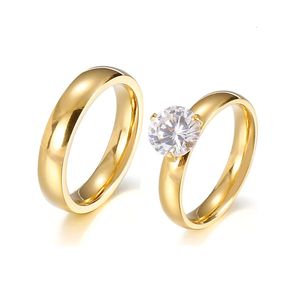 Cz Diamond Stone Ladies Bridal Fidanzamento Fedi nuziali Set per le donne Ragazze femminili africane occidentali Gioielli placcati oro 18k 240115