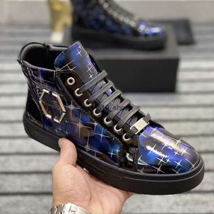 최고 품질의 Schuhe Plein 신발 디자이너 두꺼운 단독 단독 스포츠 캐주얼 신발 미드 탑 레이스 업 메쉬 통기성 아빠 신발