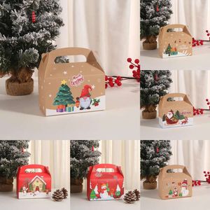 New Banners Streamers Confetti 5pcs 16*16*9cm Cake Box Christmas Candy Boxes Bags Christmas Santa Claus Gift Box Navidad Natal Noel Party Decoration Supplies