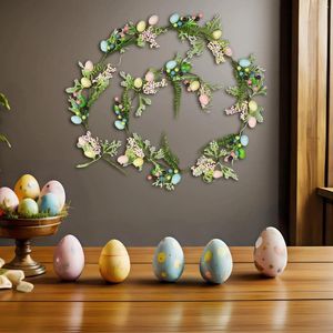 Fiori decorativi Uova di Pasqua Ghirlanda Decorazione da appendere Rustico floreale e uovo per finestre per interni ed esterni