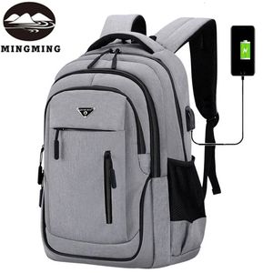 Mochila de carregamento USB para homens, grande capacidade, multicamadas, divisão, lazer, moda, viagens ao ar livre, esportes, negócios, bolsas escolares 240116