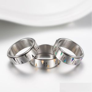 Bandringar Punk Rock Men Ring Titanium Steel Rotatable Christ Jesus Relius For Man European Fashion Style Jewelry Anel Mascino 365 N2 DHBAY