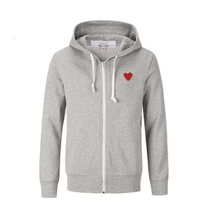 Erkek Hoodie Sweatshirts Kadın Fermuarı Gevşek Ceket Oyun Sweatshirt Commes Hırka Des Küçük Kırmızı Kalp Ceket Garcons Standart ve Polar Zip Up Hoodie 710