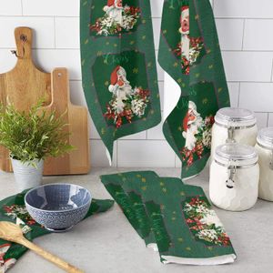 Flowers Christmas Pines Santa Claus Snowflakes Soft Microfiber Kitchen Towels Absorbent Dish Cloth Kichen Cleaning Supplies 240116