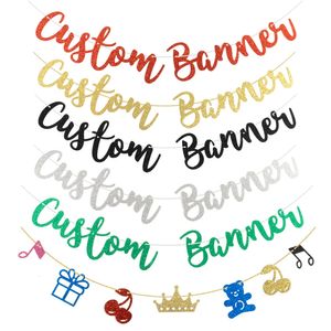 Banner personalizzato Glitter personalizzati per compleanno, matrimonio, anniversario, baby shower, addio al nubilato, decorazioni 240116