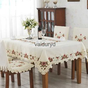 Stołowy tkanin stołowy jadalnia obrus beżowy zagęszcza luksus haftowany stół stół okładki dekoracja róży krzesło róży Coverproofvaiduryd