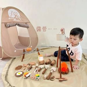 Детские развивающие игрушки, имитация внутренней и наружной палатки для кемпинга, посуда для пикника, детский влагостойкий коврик 240115