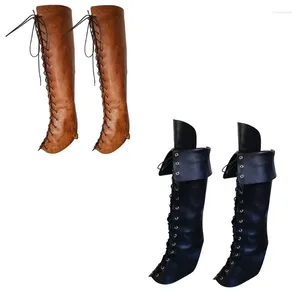 Women Socks Faux Leathers Boot Cover Spats Medieval Gaiters Knight Leg Guards kostymtillbehör för Halloween