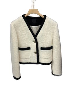 Ladies' V-neck single-breasted short woolen coat S M L XL