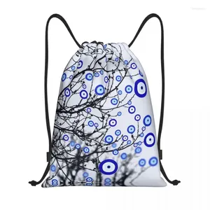 Shopping Bags Custom Turkish Evil Eye Tree Drawstring For Yoga Backpacks Women Men Mediterranean Amulet Sports Gym Sackpack