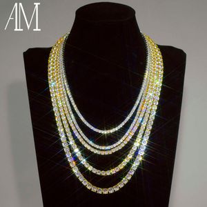 In Stock Sier 2Mm 3Mm 4Mm 5Mm VVS Moissanite Tennis Chain Necklace Bracelet 14K Real Solid Gold Jewelry