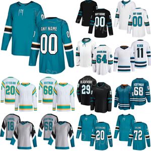 Hockey personalizzato 64 Maglie Mikael Granlund 20 Fabian Zetterlund 68 Mike Hoffman 72 William Eklund 11 Luke Kunin 18 Filip Zadina 29 Mackenzie Blackwood Gioventù Donna Uomo