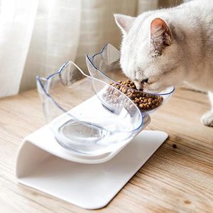Nonslip Double Cat Bowl Dog med stativ Pet Feeding Water for Cats Food Bowls Dogs Feeder Product Supplies 240116