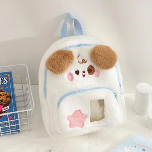 Borse da scuola Zaino per ragazze dolci Borsa in peluche per cani simpatico cartone animato Borsa da donna Kawaii a spalla di grande capacità Regalo di compleanno per bambini