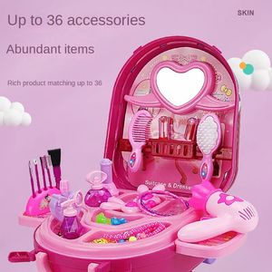 3 في 1Makeup مجموعة Toy for Girl Cosmetics لعب Princess Dresser Lipstick Eye Shadow Praycase Diass Toys Hide -Hides 240115