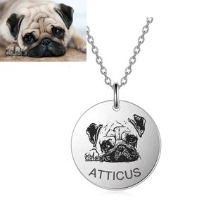 Customized Pet Portrait Name Necklace Personalized Pet Gifts Po Engraved Pet Memorial Jewelry Cat Dog Necklace for Animal Lov 240115
