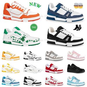 2024 Designer Skate Sneakers Herren Damen Freizeitschuhe Virgil Trainer Leder Virgils Ablohs Schwarz Weiß Grün Rot Blau Gelb Rosa Herren Damen Sneaker Größe 36-45