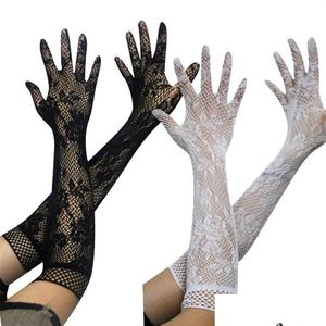 Свадебные перчатки 3 цвета, длинные кружева длиной до локтя, Fl палец, свадьба, белые и черные перчатки для официальной вечеринки241H, Прямая доставка, мероприятия Ac Dh0Ap