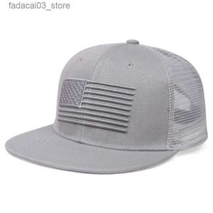 Top Caps Amerikan bayrağı erkek basketbol kapakları pamuk hip hop kapağı snapback kapak ayarlanabilir düz pis şapka yaz nefes alabilen örgü güneş şapkası q240116