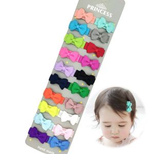 20 teile/satz Neugeborenen Baby Snap Haar Clips Winzigen Bogen Nicht Slip Haarspangen Für Infant Feines Haar Mini Bogen Mädchen BJ