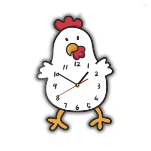 Wall Clocks Funny Chick Clock For Kid Room Kitchen Farm Decor Cartoon Chicken Art Printed Cute Fowl Quiet Sweep Quartz Watch