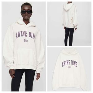 24SS new designer hoodie North American niche AB classic letters purple glitter print lining fleece annie hooded women's sweatshirt